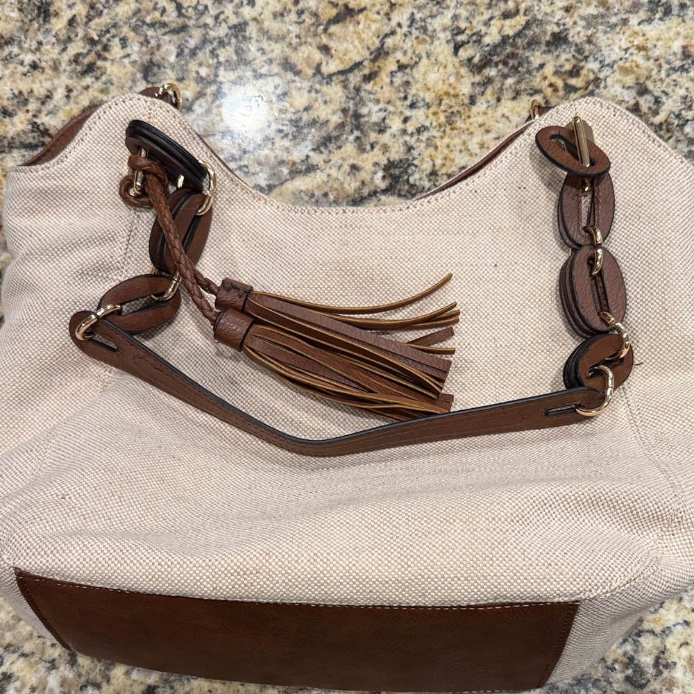 Kelly & Katie Cream and Brown Shoulder Bag
